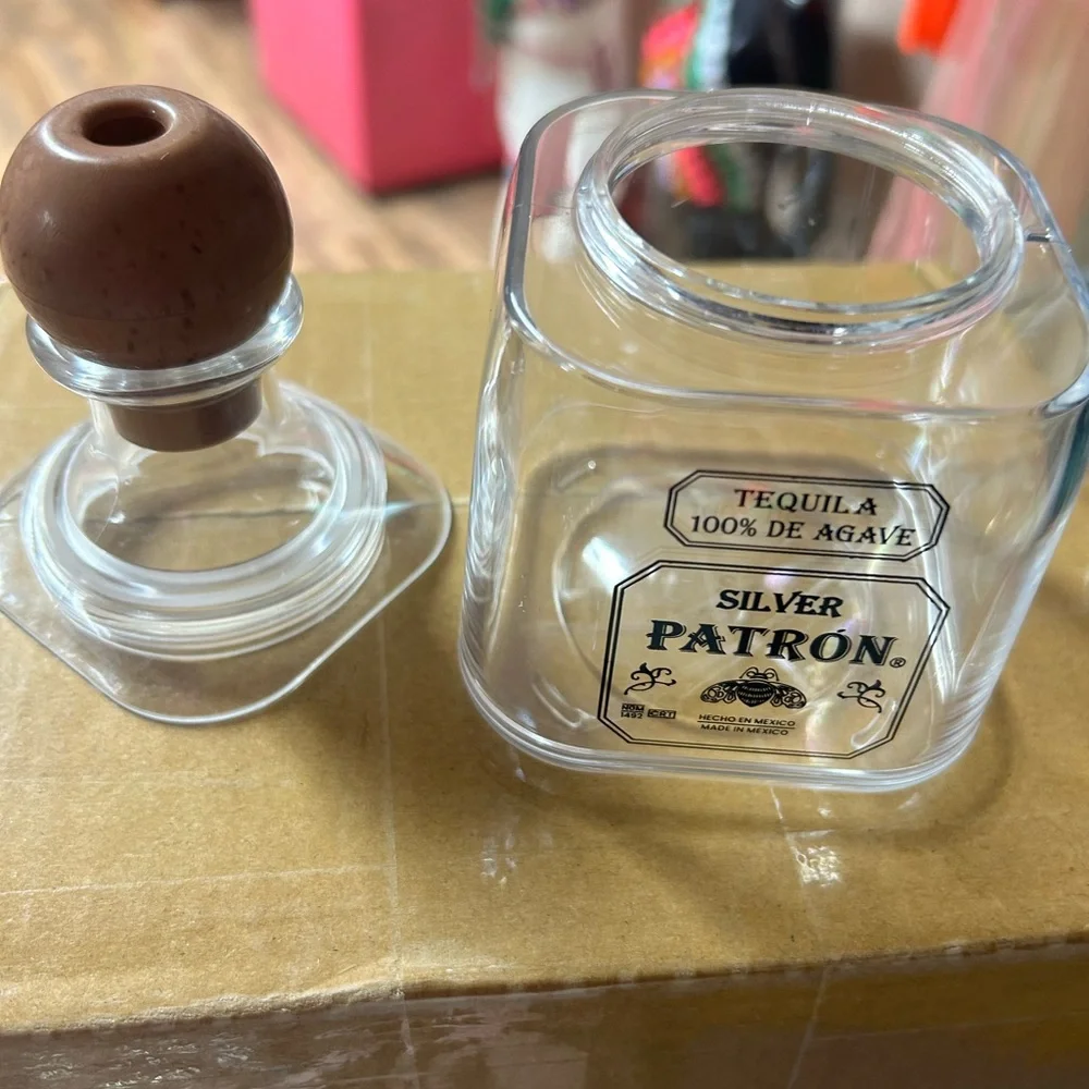 Silver Patron reusable Tequila cup with Stopper and straw 10/$100 lots available